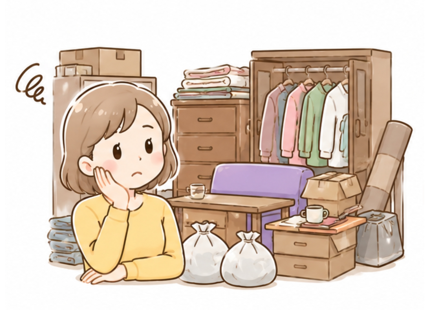 片付けに悩む女性